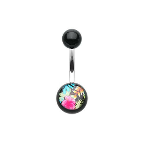 Hawaiian Luau Flower Acrylic Logo Belly Button Ring Navel Ring Impulse Piercings