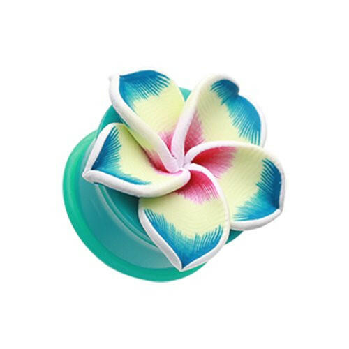 Hawaiian Plumeria Flower Acrylic Ear Gauge Plug Plugs Impulse Piercings 2 gauge (6.5mm)