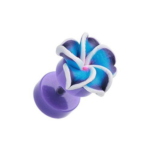 Hawaiian Plumeria Flower Acrylic Fake Plug Fake Plug Impulse Piercings 16 gauge (1.2mm) Purple