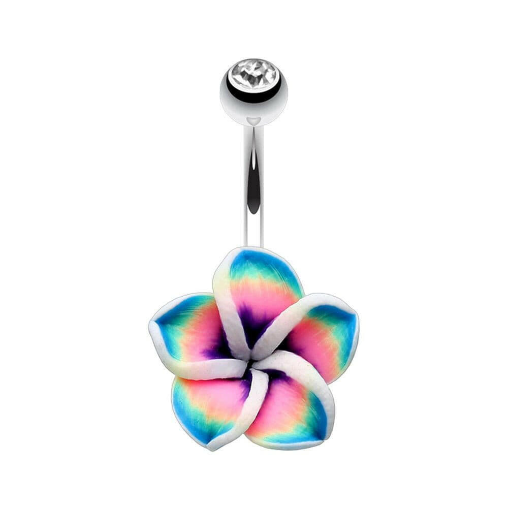 Hawaiian Plumeria Flower Non Dangle Belly Button Ring Navel Ring Impulse Piercings