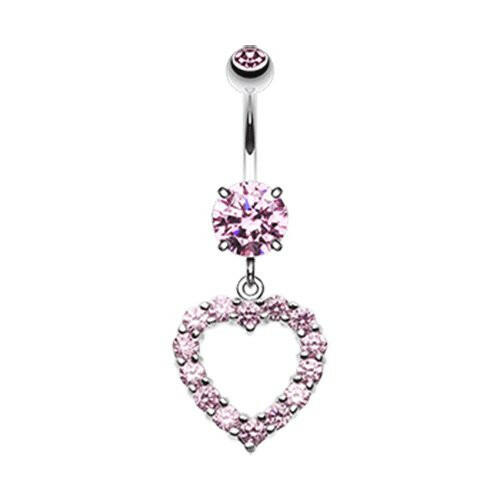 Heart Affection Cubic Zirconia Belly Button Ring Navel Ring Impulse Piercings Pink