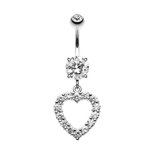 Heart Affection Cubic Zirconia Belly Button Ring Navel Ring Impulse Piercings Clear