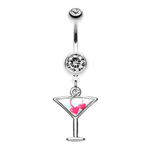 Heart Cherries Martini Glass Belly Button Ring Navel Ring Impulse Piercings