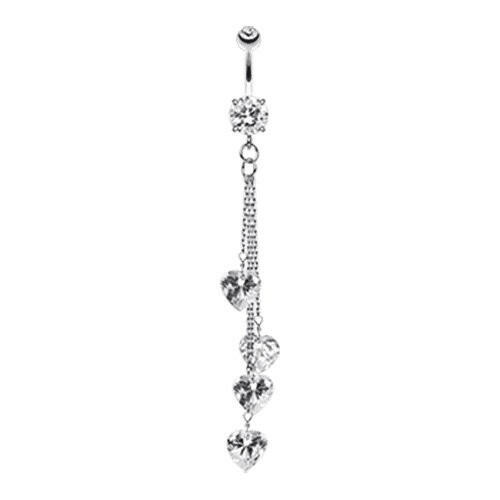 Heart Crystal Drops Cubic Zirconia Belly Button Ring Navel Ring Impulse Piercings Clear