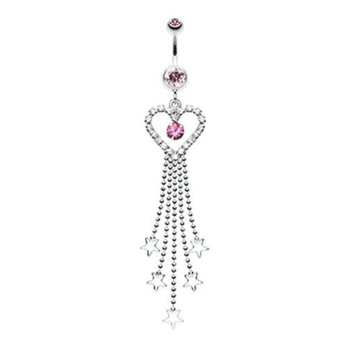 Heart Crystalline Star Falls Belly Button Ring Navel Ring Impulse Piercings