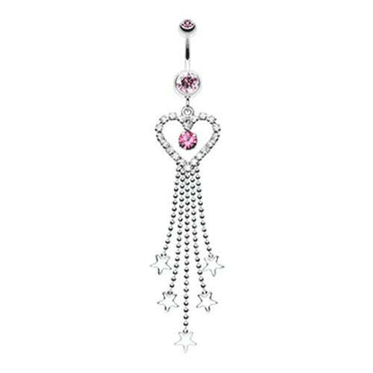 Heart Crystalline Star Falls Belly Button Ring Navel Ring Impulse Piercings