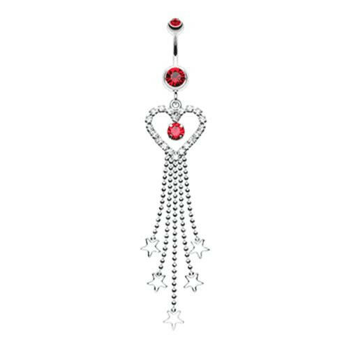 Heart Crystalline Star Falls Belly Button Ring Navel Ring Impulse Piercings