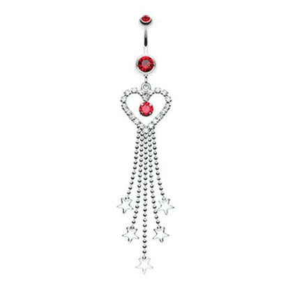 Heart Crystalline Star Falls Belly Button Ring Navel Ring Impulse Piercings