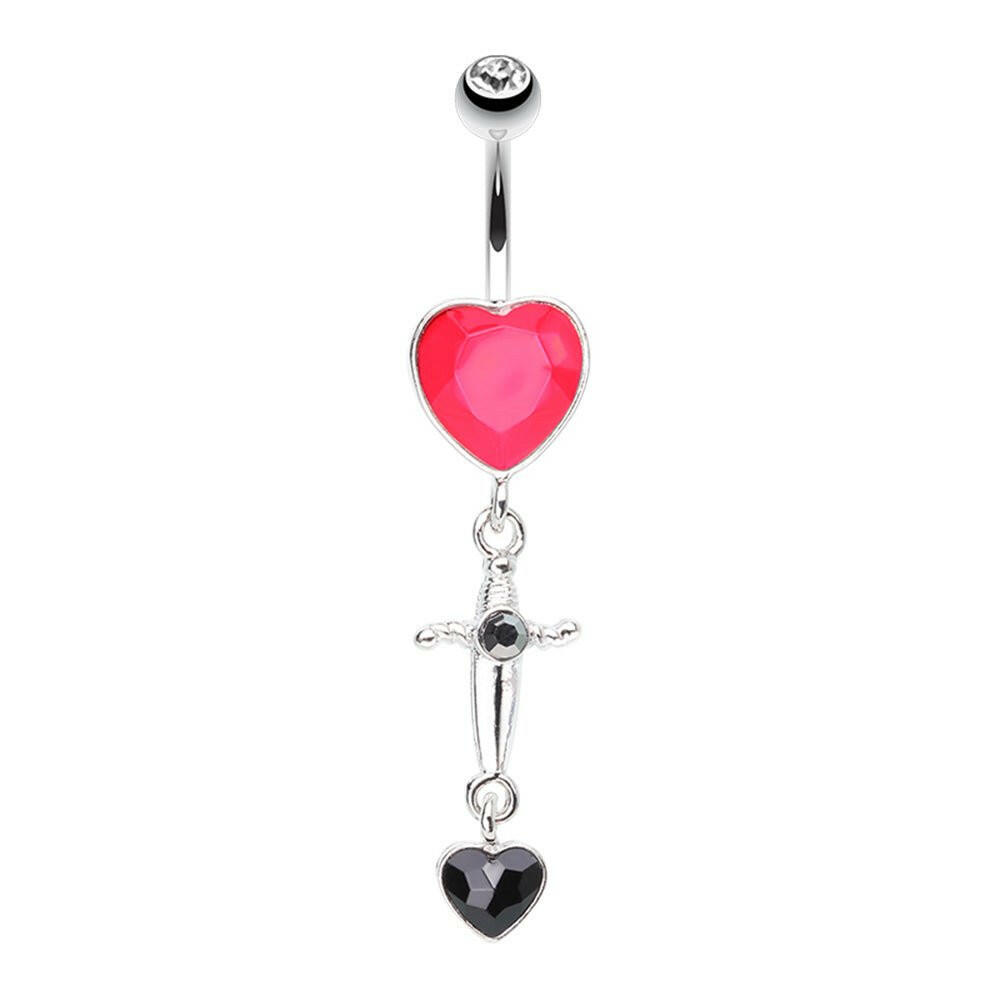 Heart & Dagger Crazy in Love Belly Button Ring belly ring Impulse Piercings