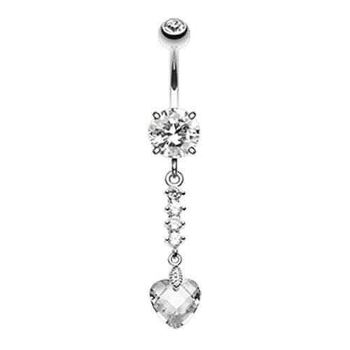 Heart Droplet Cubic Zirconia Belly Button Ring Navel Ring Impulse Piercings Clear