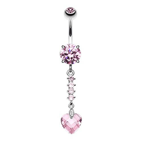 Heart Droplet Cubic Zirconia Belly Button Ring Navel Ring Impulse Piercings Pink