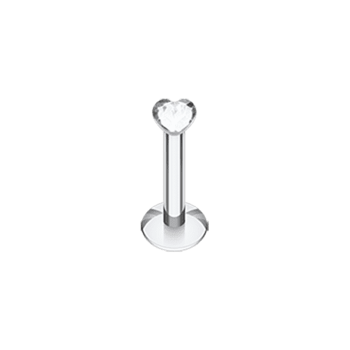 Heart Gem Top Internally Threaded Labret Labret Impulse Piercings 16 GA (1.2mm) Clear