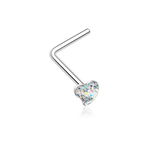 Heart Glitter Sparkle L-Shaped Nose Ring Nose Ring Impulse Piercings