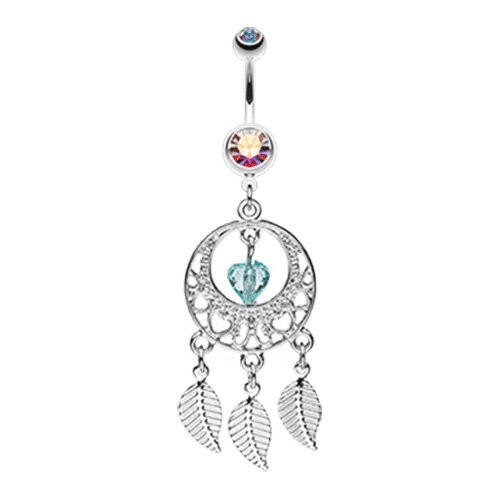 Heart Hoop Dream Catcher Belly Button Ring Navel Ring Impulse Piercings Aurora Borealis