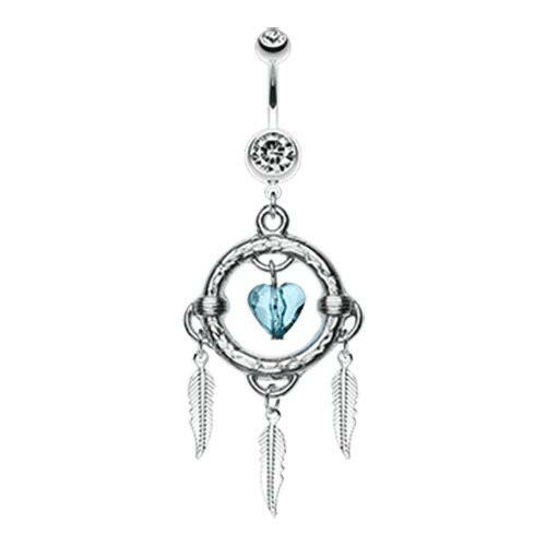 Heart Hoop Feather Dream Catcher Belly Button Ring Navel Ring Impulse Piercings Clear