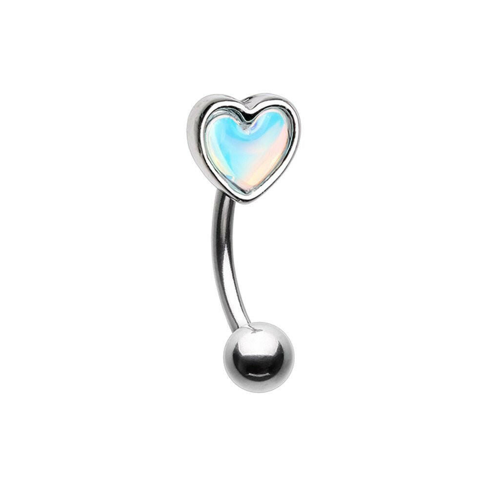 Heart Illuminating Moonstone Curved Barbell Eyebrow Ring Curved Barbell Impulse Piercings