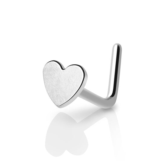 Heart L-Shape Nose Ring front view