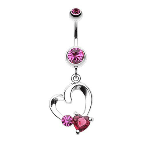 Heart Loop Romance Belly Button Ring Navel Ring Impulse Piercings Fuchsia