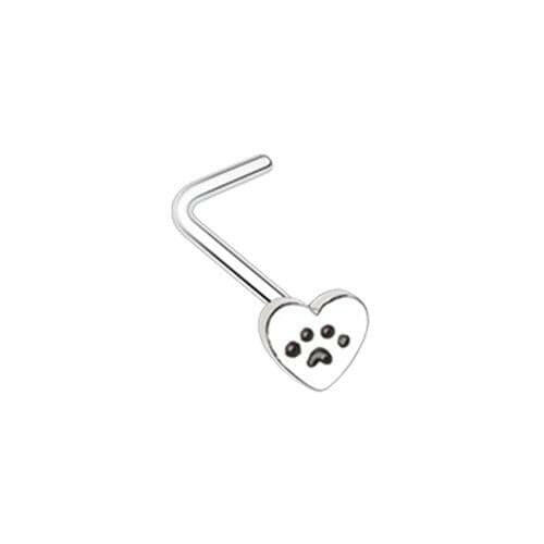 Heart Paw Animal Lover L-Shape Nose Ring Nose Ring Impulse Piercings