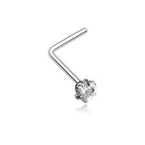 Heart Prong Set Gem Top L-Shaped Nose Ring Nose Ring Impulse Piercings