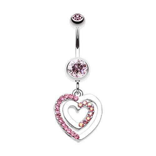 Heart Romance Belly Button Ring Navel Ring Impulse Piercings Light Pink