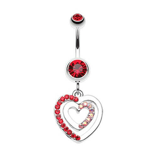 Heart Romance Belly Button Ring Navel Ring Impulse Piercings Red