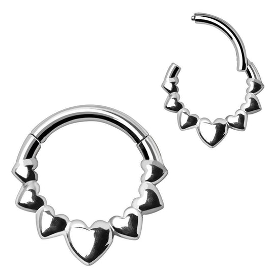 Heart-Shaped Seamless Hinged Clicker Ring in 316L Stainless Steel Seamless Ring Impulse Piercings