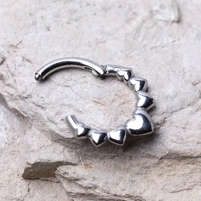 Heart-Shaped Seamless Hinged Clicker Ring in 316L Stainless Steel Seamless Ring Impulse Piercings