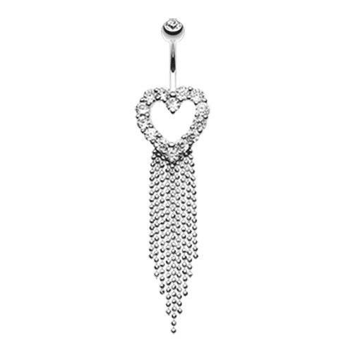 Heart Sparkle Showers Cubic Zirconia Belly Button Ring Navel Ring Impulse Piercings Clear