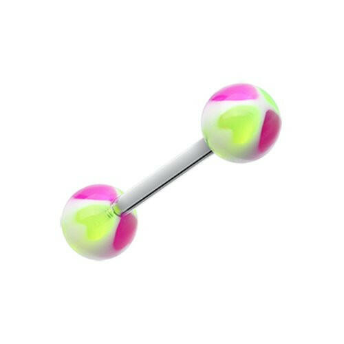 Heart Tetrad Acrylic Top Barbell Tongue Ring Barbell Impulse Piercings Purple/Green