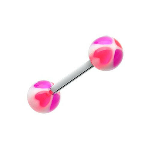 Heart Tetrad Acrylic Top Barbell Tongue Ring Barbell Impulse Piercings Pink/Purple