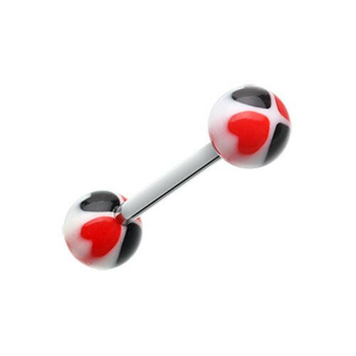 Heart Tetrad Acrylic Top Barbell Tongue Ring Barbell Impulse Piercings Black/Red