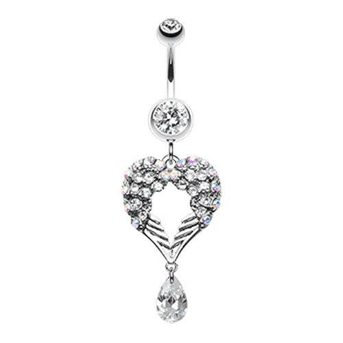 Heart Wings Crystalline Belly Button Ring Navel Ring Impulse Piercings Clear