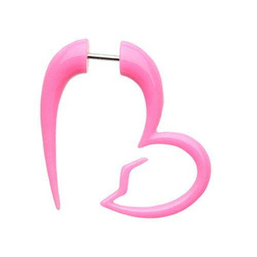 Heartbreaker Fake Hanging Taper Fake Plug Impulse Piercings 18 gauge (1mm) Pink