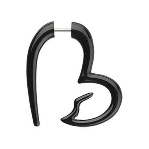 Heartbreaker Fake Hanging Taper Fake Plug Impulse Piercings 18 gauge (1mm) Black