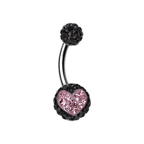 Heart's Delight Multi-Sprinkle Dot Belly Button Ring Navel Ring Impulse Piercings Black/Light Pink