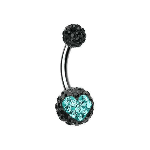 Heart's Delight Multi-Sprinkle Dot Belly Button Ring Navel Ring Impulse Piercings Black/Teal