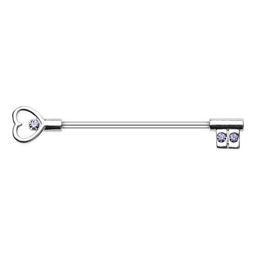 Heart's Key Industrial Barbell Industrial Barbell Impulse Piercings Tanzanite