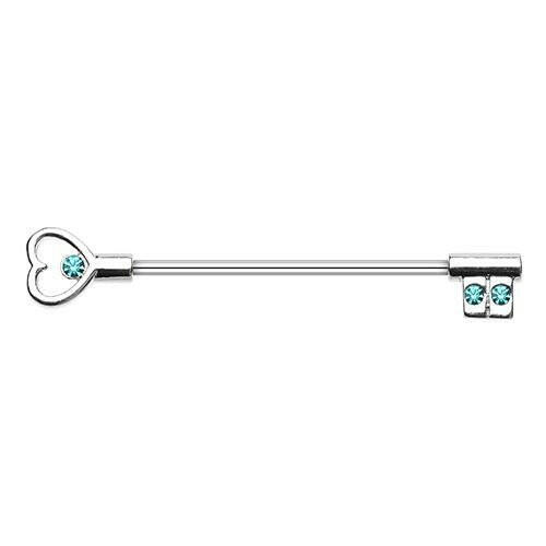 Heart's Key Industrial Barbell Industrial Barbell Impulse Piercings Teal