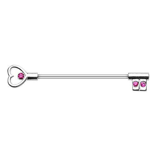 Heart's Key Industrial Barbell Industrial Barbell Impulse Piercings Fuchsia