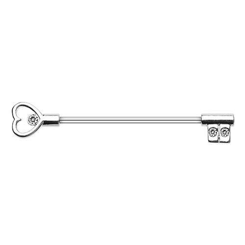 Heart's Key Industrial Barbell Industrial Barbell Impulse Piercings Clear