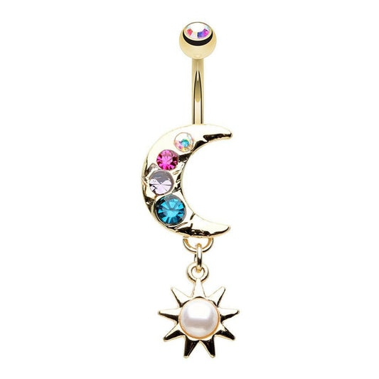 Here Comes the Sun Moon Belly Button Ring Navel Ring Impulse Piercings