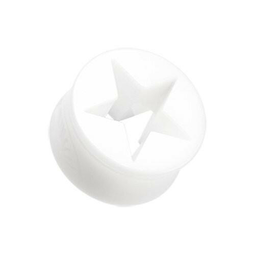 Hollow Star Double Flared Ear Gauge Plug Plugs Impulse Piercings 0 gauge (8mm) White