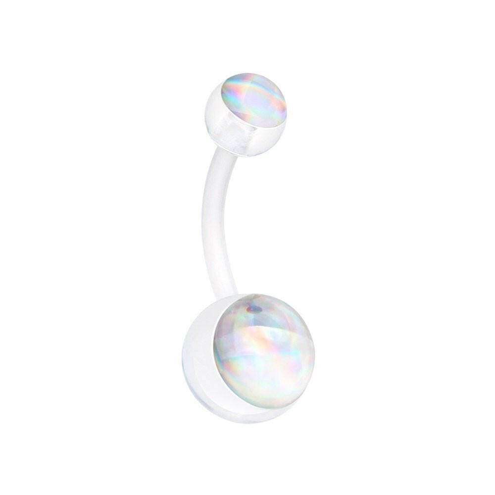 Hologram Bio Flexible Shaft Acrylic Ball Belly Button Ring Navel Ring Impulse Piercings