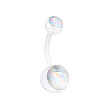 Hologram Bio Flexible Shaft Acrylic Ball Belly Button Ring Navel Ring Impulse Piercings