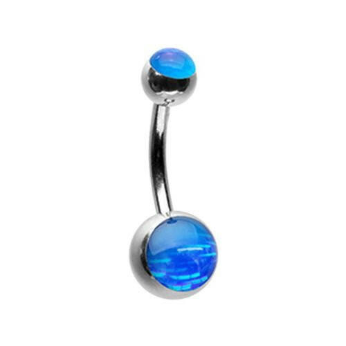 Hologram Sparkle Steel Belly Button Ring Navel Ring Impulse Piercings Blue