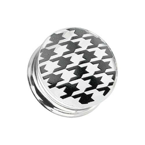 Houndstooth Clear UV Double Flared Ear Gauge Plug Plugs Impulse Piercings 2 GA (6.5mm)