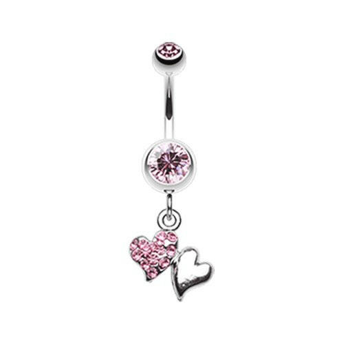 Hugging Hearts Luster Belly Button Ring Navel Ring Impulse Piercings Light Pink