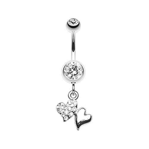 Hugging Hearts Luster Belly Button Ring Navel Ring Impulse Piercings Clear