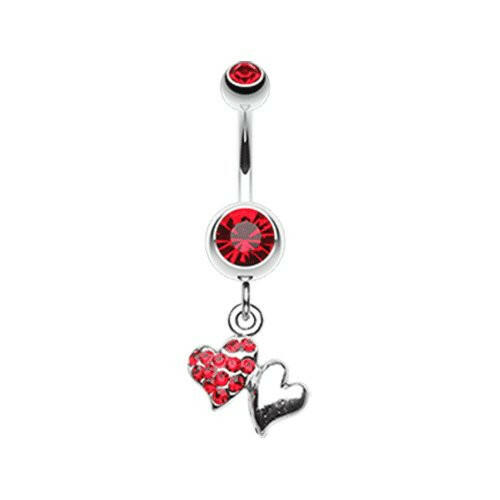 Hugging Hearts Luster Belly Button Ring Navel Ring Impulse Piercings Red